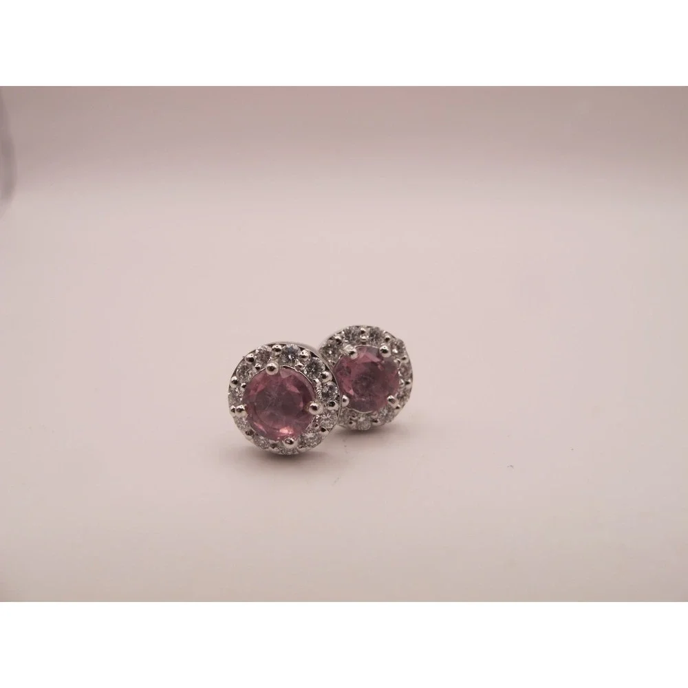 Brilliant 2.54 ct Pink Ruby and Lab Created Diamond Earrings‎